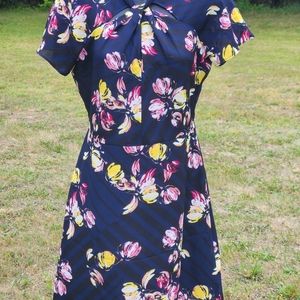 Banana Republic Navy Blue Floral Dress 0P